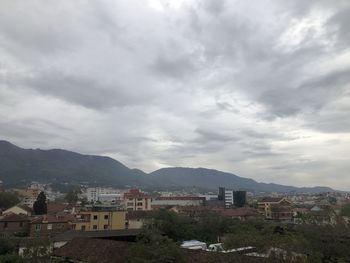 High angle view of townscape against sky