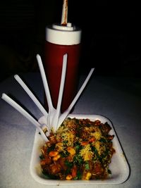 Close-up of food on table