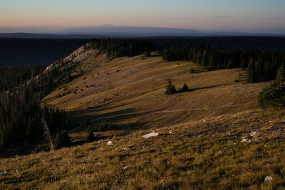 Scenic view of landscape against sky during sunset