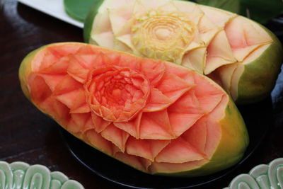 High angle view of oranges on table