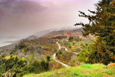 Scenic view of mountains against sky