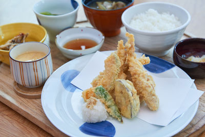 Close-up of food in plate on table