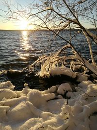 Scenic view of sea during winter