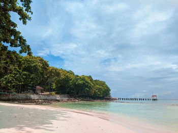 Scenic view of beach against sky