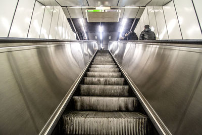Low angle view of escalators