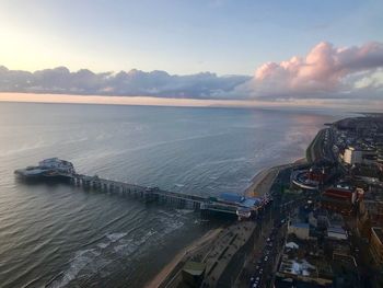High angle view of sea against sky