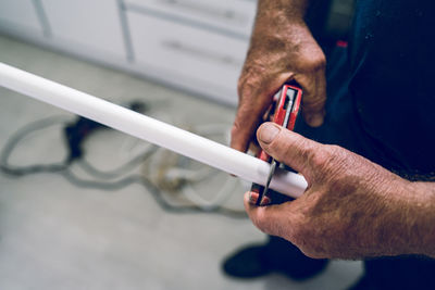 High angle view of man working