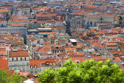 High angle view of residential district