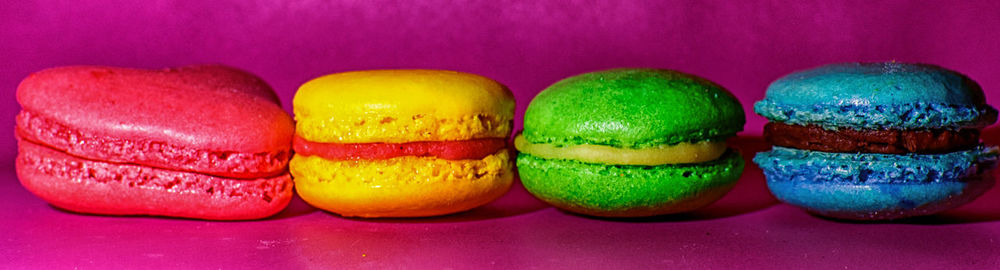 Close-up of colorful candies on table