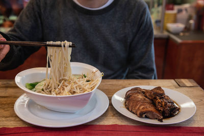 Close-up of food served on table