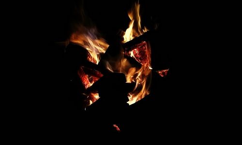 Close-up of bonfire at night