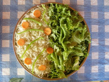 High angle view of vegetables in plate