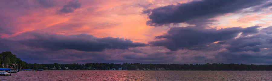 Scenic view of dramatic sky during sunset