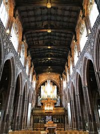 Low angle view of ornate ceiling in historic building