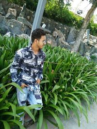 Young man looking away