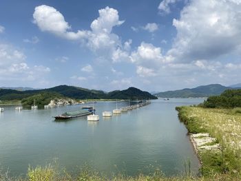 Scenic view of lake against sky