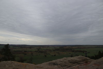 Scenic view of landscape against cloudy sky