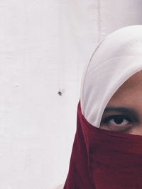 Close-up portrait of woman wearing hijab