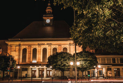 Illuminated building at night