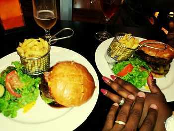 High angle view of meal served in plate