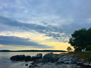 Scenic view of sea at sunset