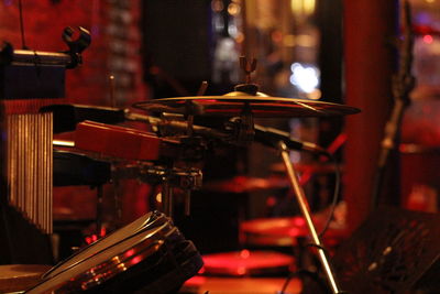 Close-up of drum set