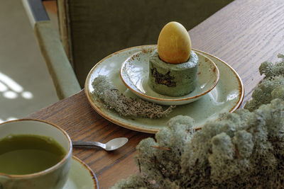 Close-up of food in plate on table