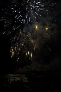 Firework display at night