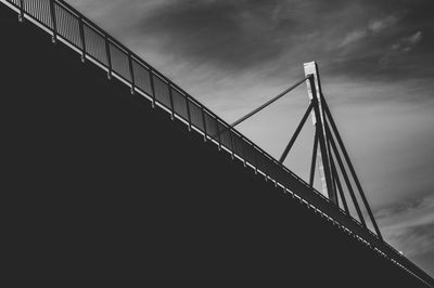 Low angle view of suspension bridge against sky