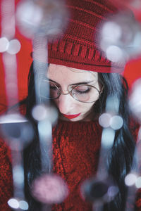 Portrait of woman in red hat