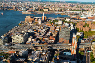 High angle view of buildings in city