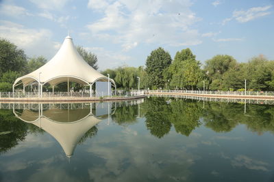 Scenic view of lake against sky