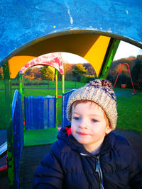 Portrait of boy wearing hat