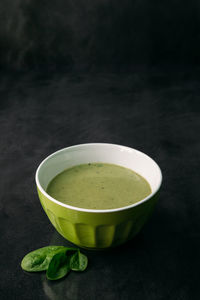 Close-up of tea in bowl on table