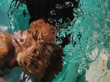 High angle view of person swimming in water