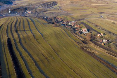 High angle view of agricultural field