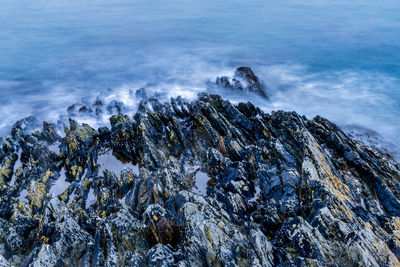 High angle view of rocks on beach