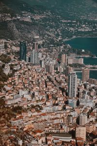 High angle view of buildings in city