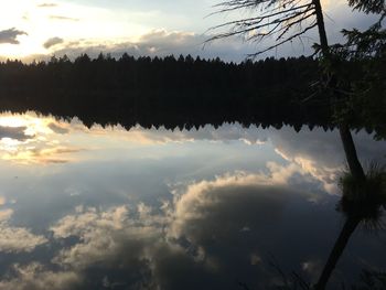 Scenic view of silhouette trees against sky during sunset