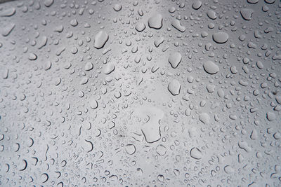 Full frame shot of raindrops on glass window