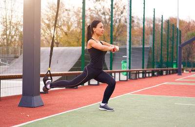 Woman exercising outdoors