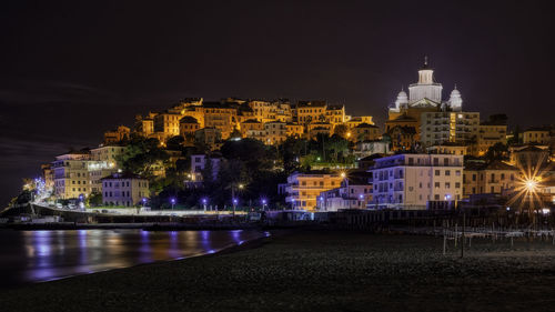 Illuminated city at night