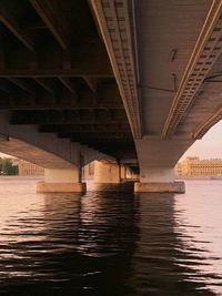 Low angle view of bridge over river against sky