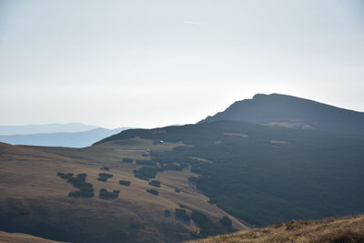 Scenic view of mountains against clear sky