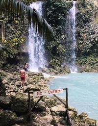 Scenic view of waterfall