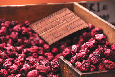 Close-up of purple flowers in container