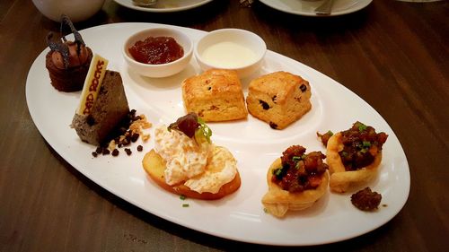 Close-up of food served in plate