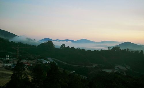 Scenic view of mountains against clear sky