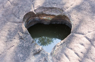 High angle view of hole in rock
