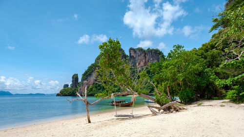 Scenic view of beach against sky